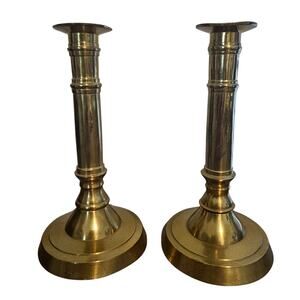 Vintage Brass Candlesticks Holder Pair of 2 Ornate Gold Tone Elegant Classy MCM